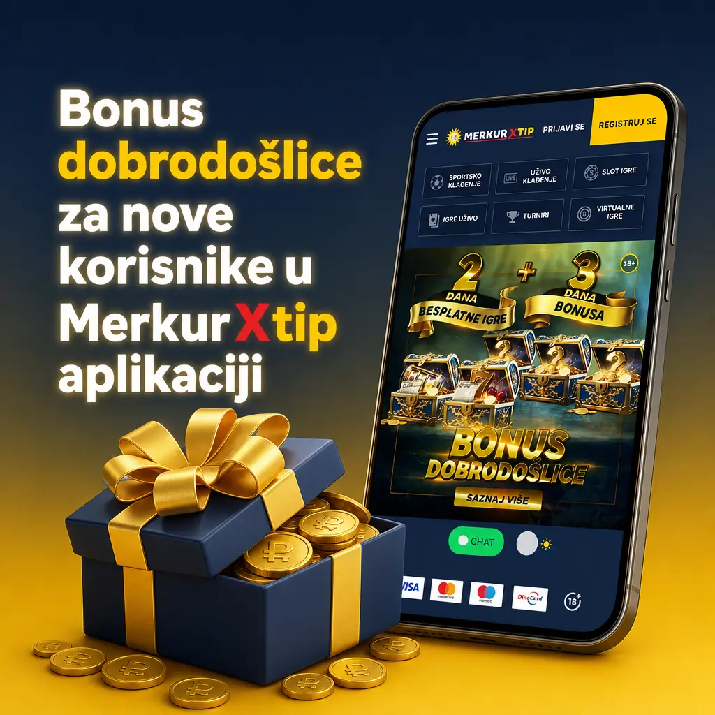MerkurXtip bonus dobrodošlice: Sports 100% do 20.000 RSD ili Casino 100% do 50.000 RSD i 200 besplatnih obrtaja.