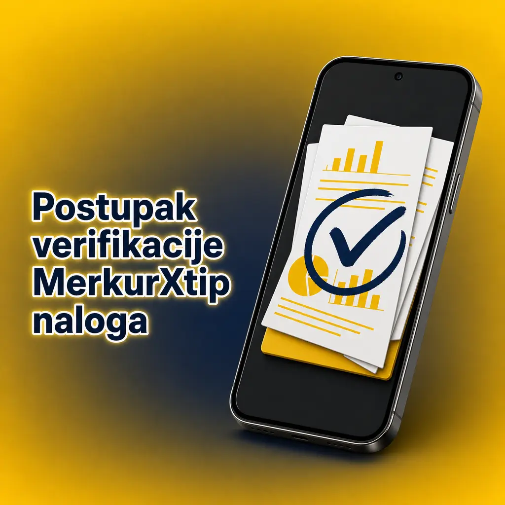 Postupak verifikacije MerkurXtip naloga: prijava, otpremanje dokumenata, potvrda adrese i odobrenje za isplatu sredstava.