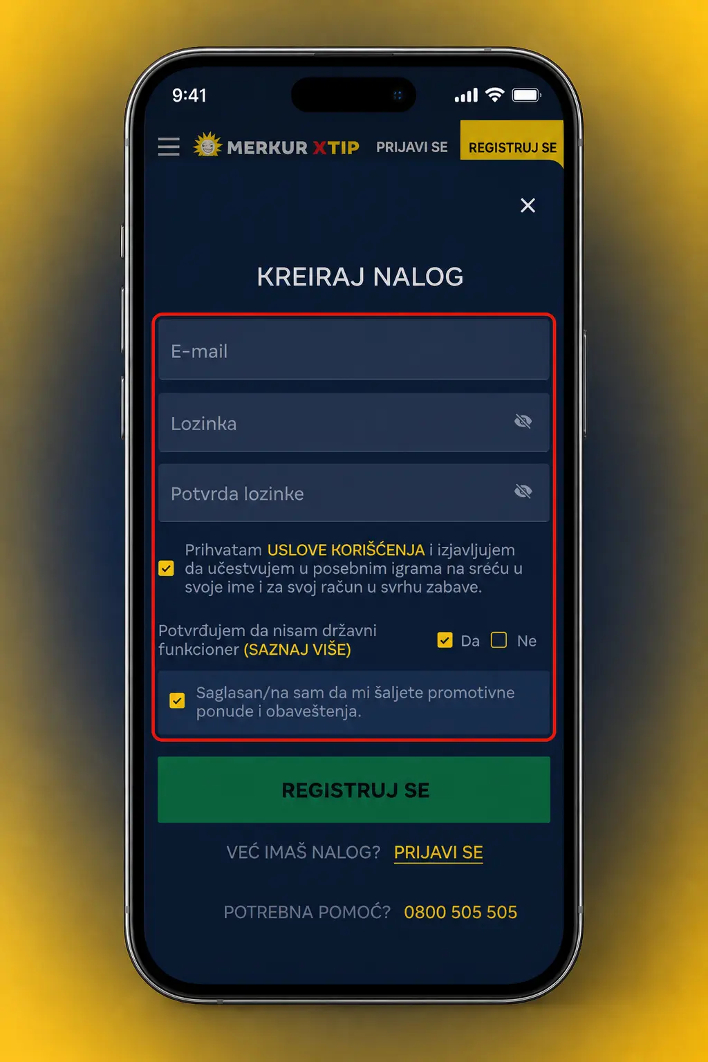 Uputstvo za registraciju na MerkurXtip sajtu u pet jednostavnih koraka, sa unosom ličnih podataka i aktivacijom naloga